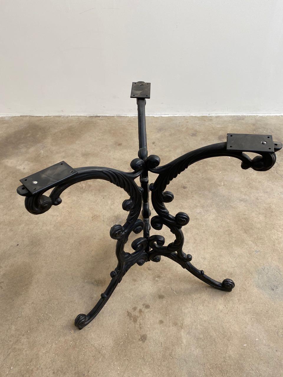 French Art Nouveau Style Iron Marble Bistro Table 2