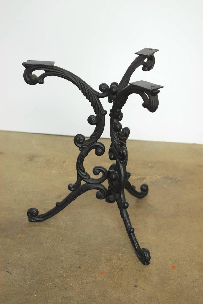 French Art Nouveau Style Iron Marble Bistro Table 4