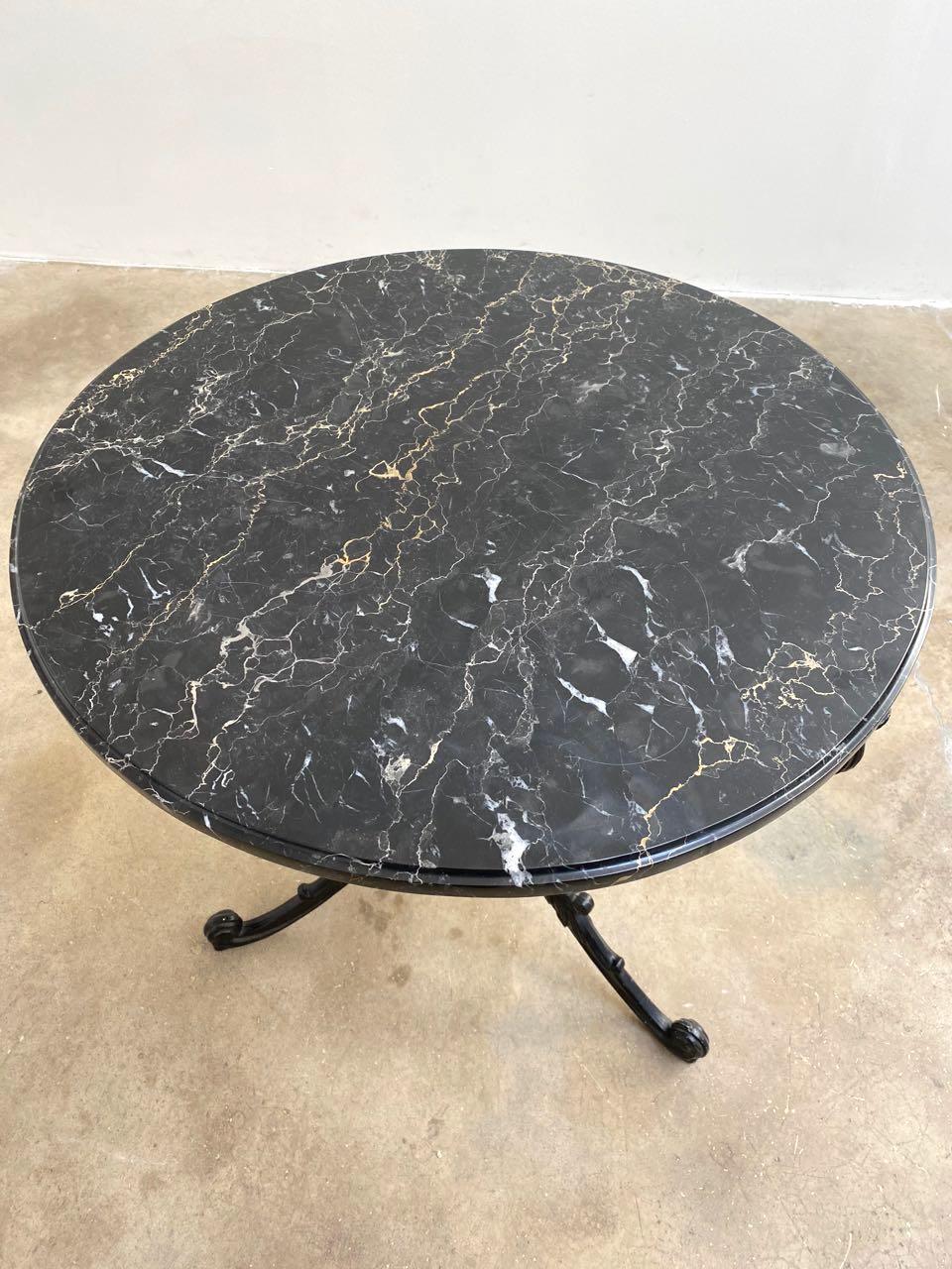 French Art Nouveau Style Iron Marble Bistro Table 4
