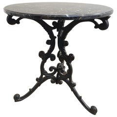 French Art Nouveau Style Iron Marble Bistro Table