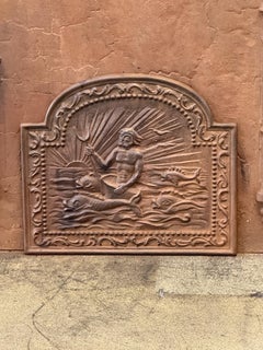 French Art Nouveau Style 'Neptune' Fireback / Backsplash, 20th Century