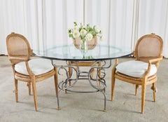 French Art Nouveau Style Steel Bronze Garden Dining Table