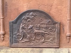 French Art Nouveau Style 'Wolf and the Dog' Fireback / Backsplash