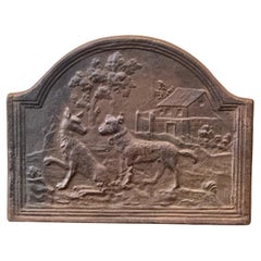 French Art Nouveau Style 'Wolf and the Dog' Fireback / Backsplash