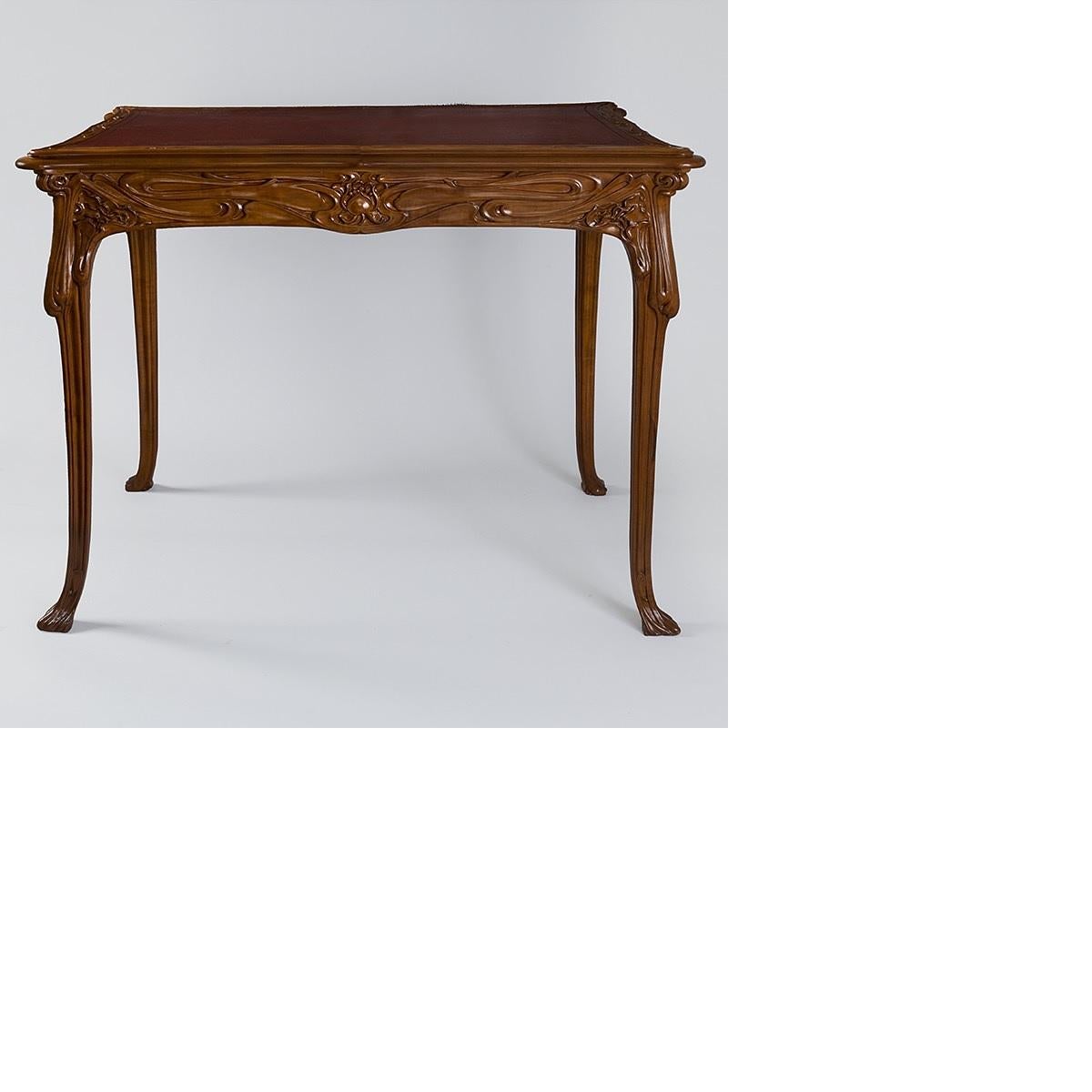 Hand-Carved French Art Nouveau Table Attributed to Edouard Colonna