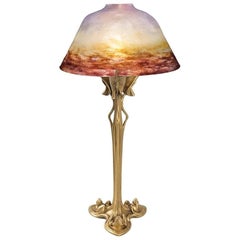 French Art Nouveau Table Lamp by Daum and Majorelle