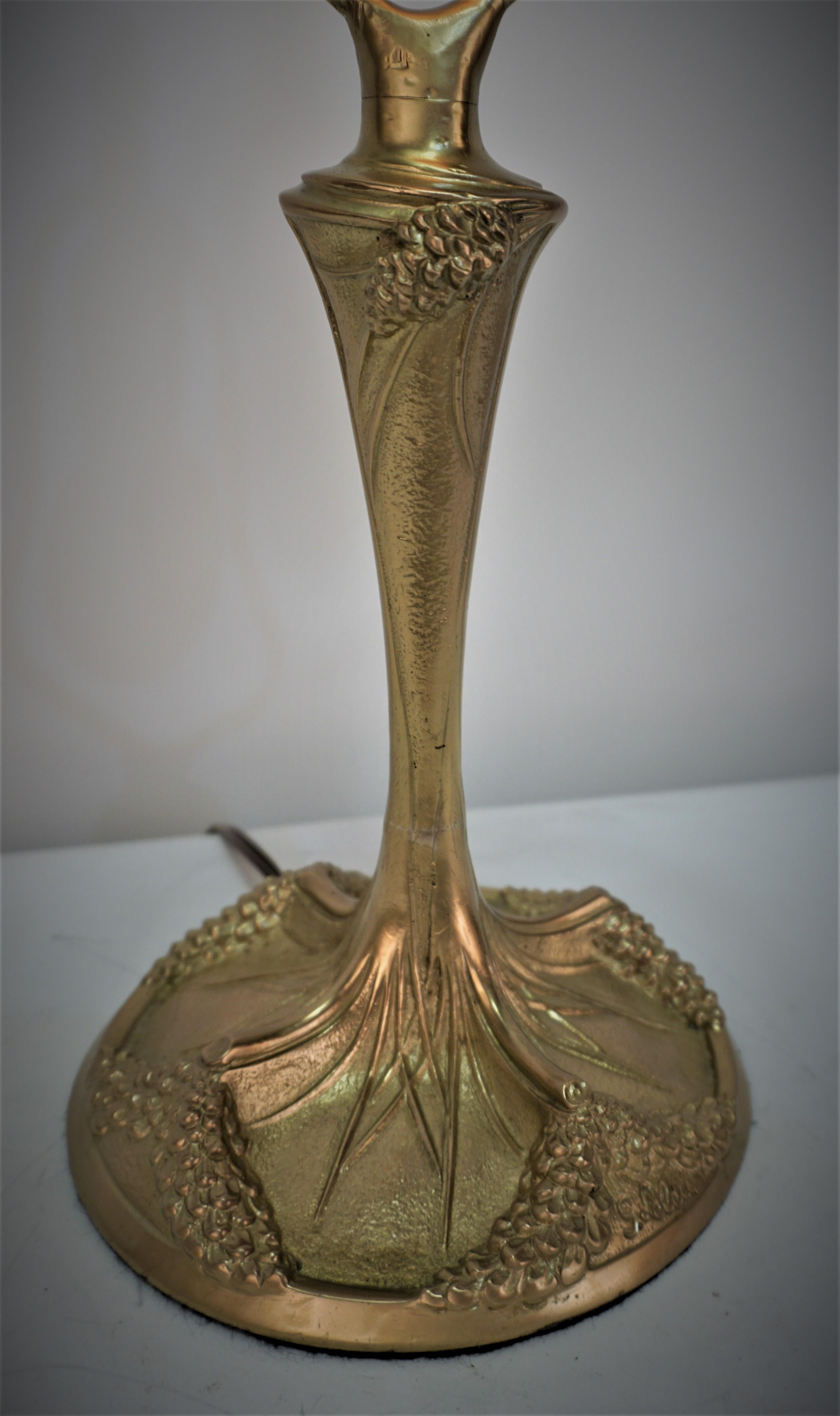 Early 20th Century French Art Nouveau Table Lamp by George Leleu