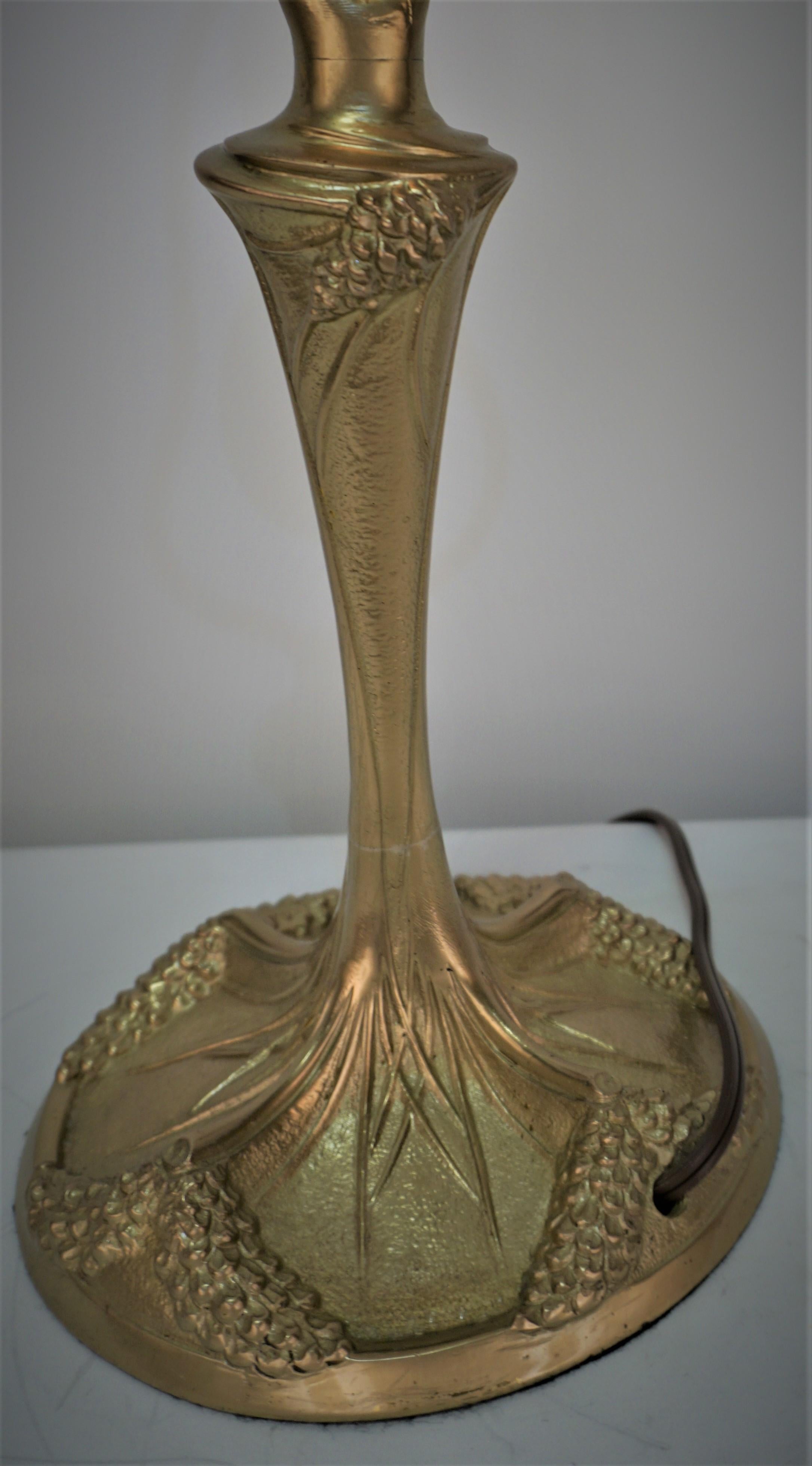 Bronze French Art Nouveau Table Lamp by George Leleu