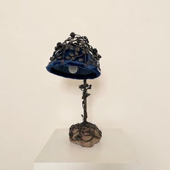 French Art Nouveau Table Lamp Cast Bronze Rose Tree, Around 1910