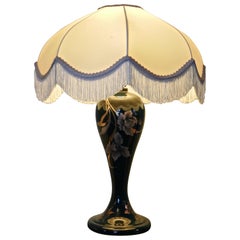 Vintage French Art Nouveau Table Lamp Decorated with Irises
