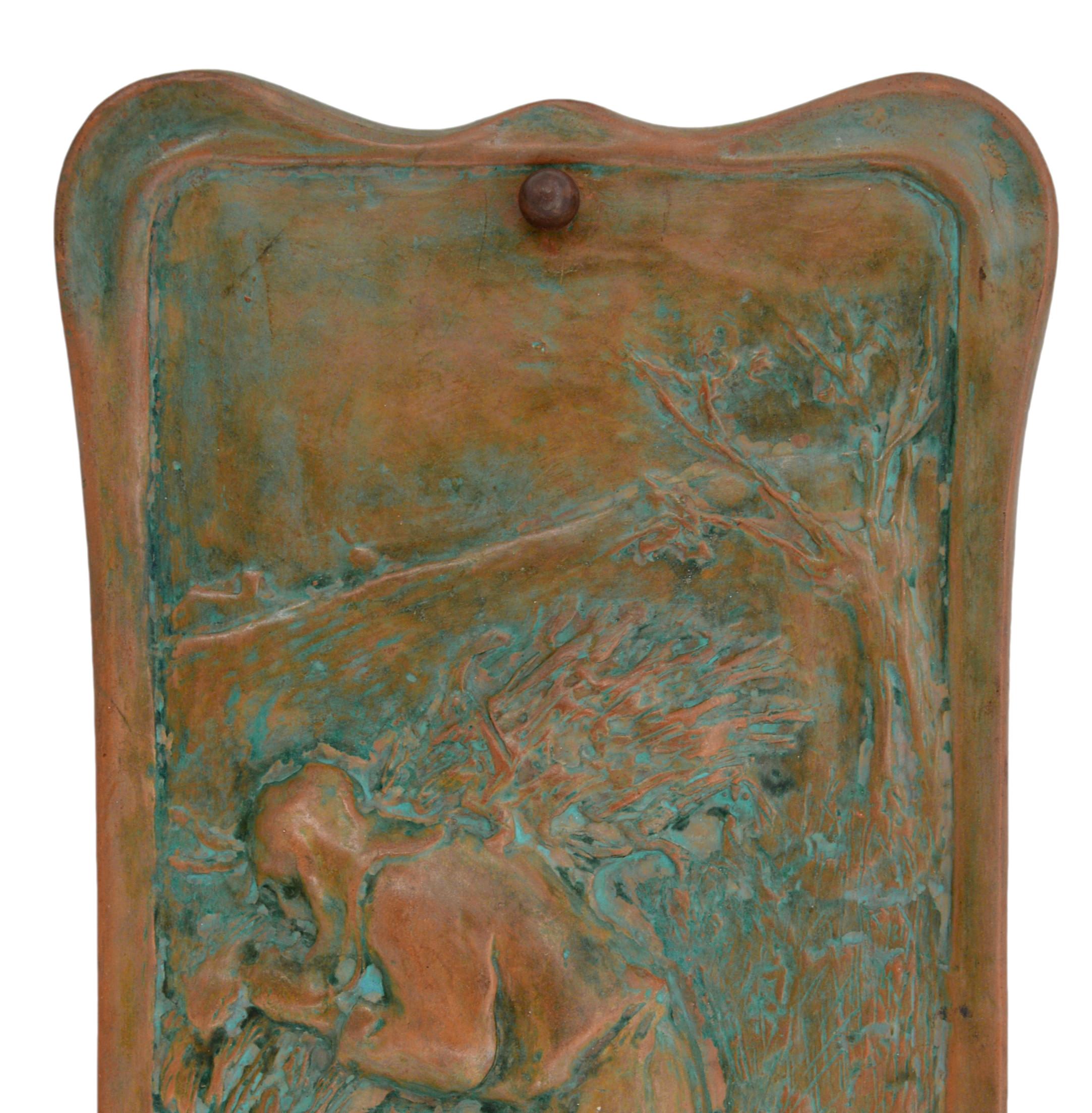 French Art Nouveau Terracotta Wall Plaque, Early 20th Century In Excellent Condition For Sale In Saint-Amans-des-Cots, FR