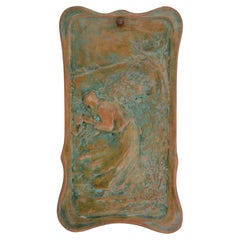 Antique French Art Nouveau Terracotta Wall Plaque, Early 20th Century