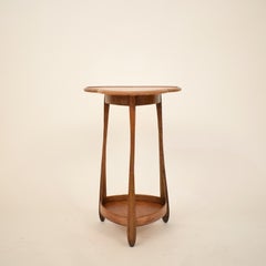French Art Nouveau Triangular Side Table by Louis Majorelle in Walnut and Oak