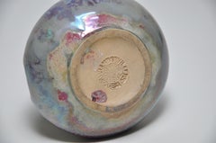 Pot en céramique Art nouveau français turquoise et violet d'Alphonse Cytere de Ramber