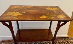 French Art Nouveau Two Tiered Painted Top Center Table, Circa 1900