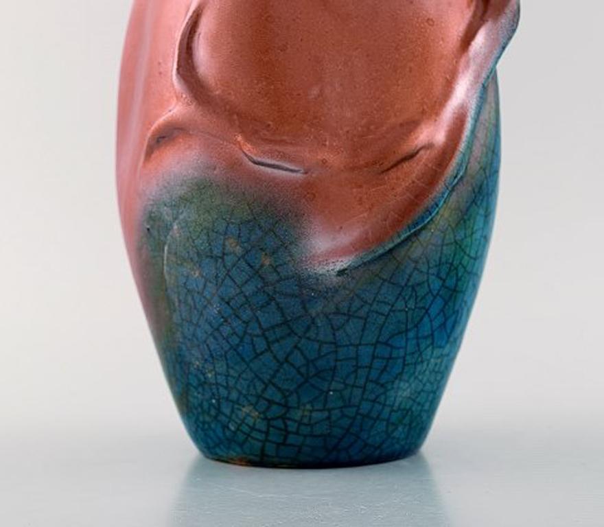 Alfred Renoleau. French Art Nouveau Unique Vase in Glazed Ceramics, circa 1890 3