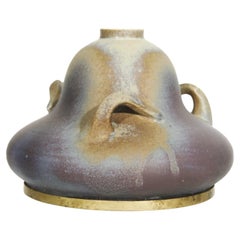 French Art Nouveau vase in stoneware with bronze mount signed Blache, circa 1900