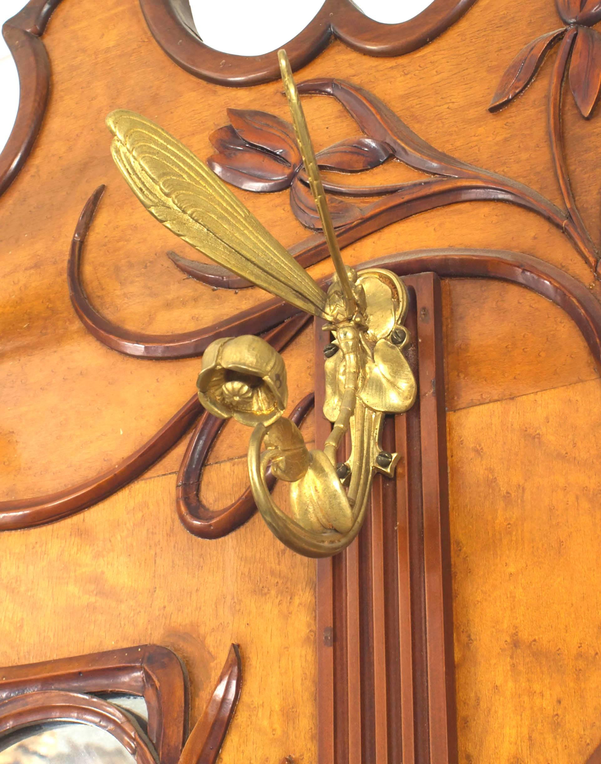 Art Nouveau Walnut Hatrack & Umbrella Stand In Good Condition For Sale In New York, NY