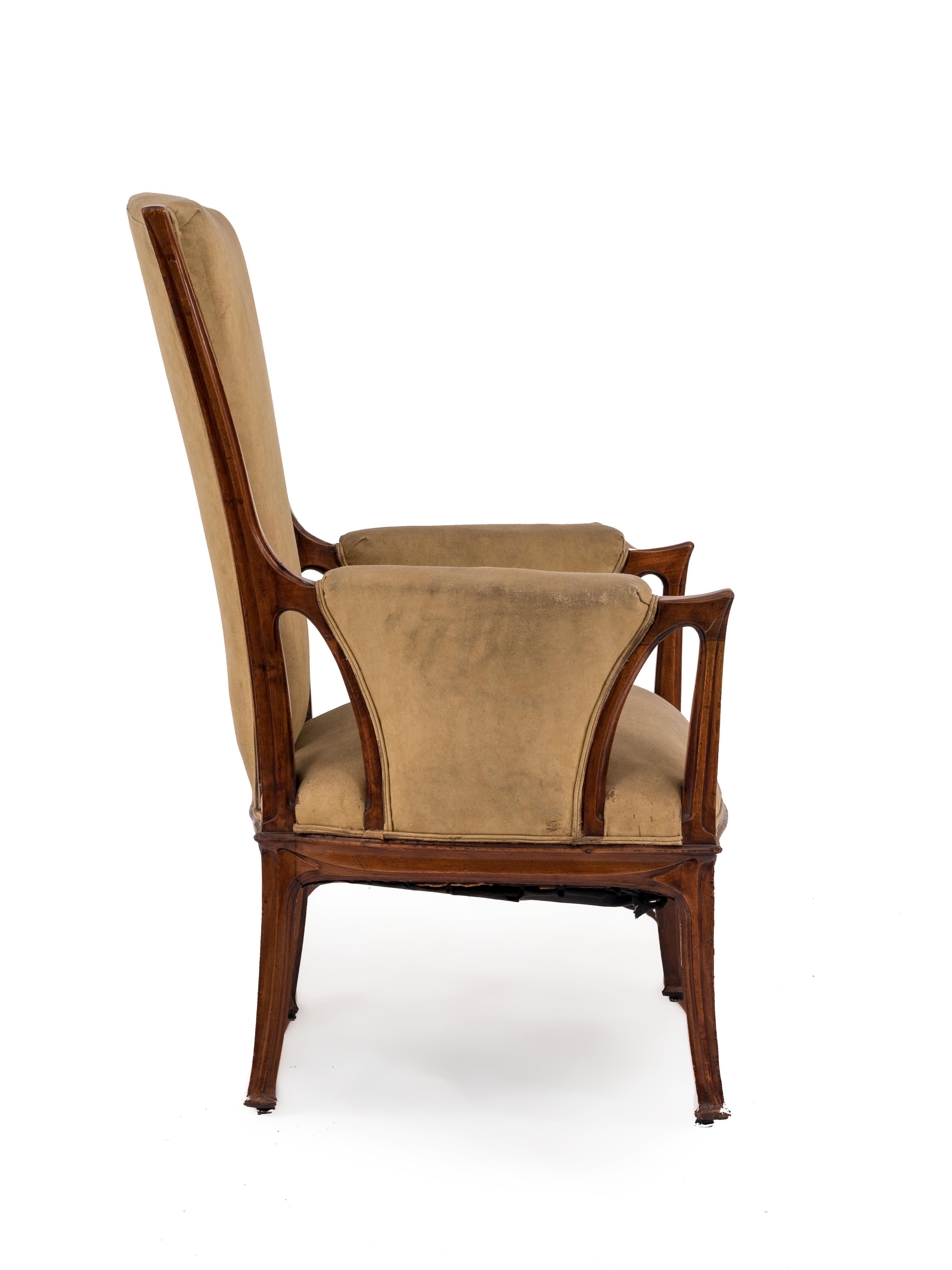 French Art Nouveau Berg√©re Arm Chair In Fair Condition For Sale In New York, NY