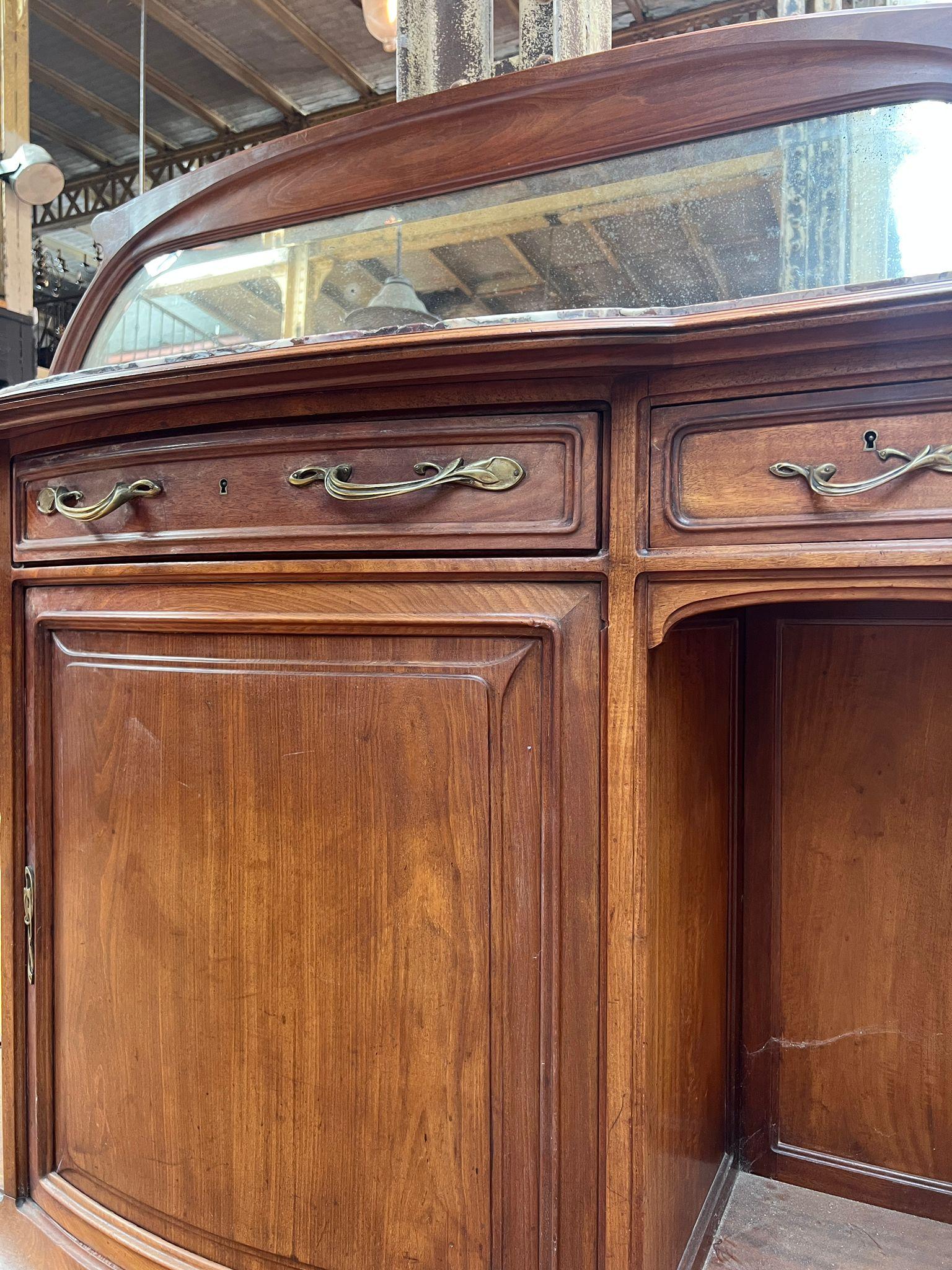 French Art Nouveau Walnut Sideboard with Marble Top and Mirror, circa 1900 For Sale 7