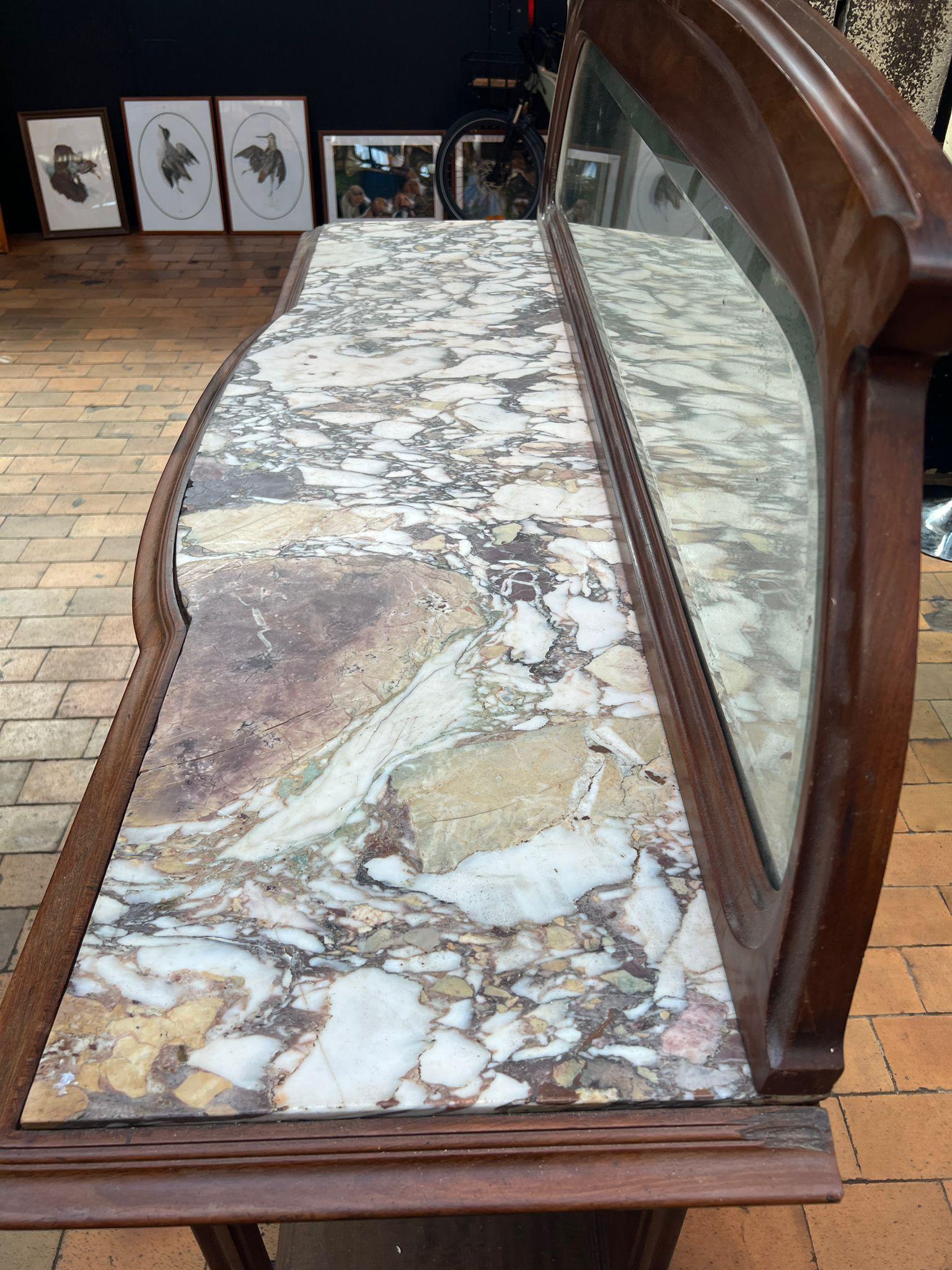 French Art Nouveau Walnut Sideboard with Marble Top and Mirror, circa 1900 For Sale 4