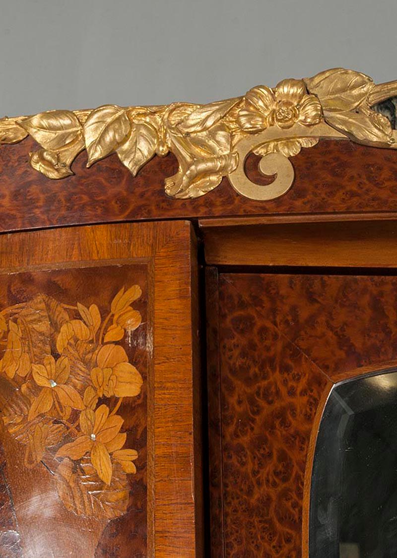 French Art Nouveau Wardrobe Cabinet Marquetry Vereerd Burl Walnut 10