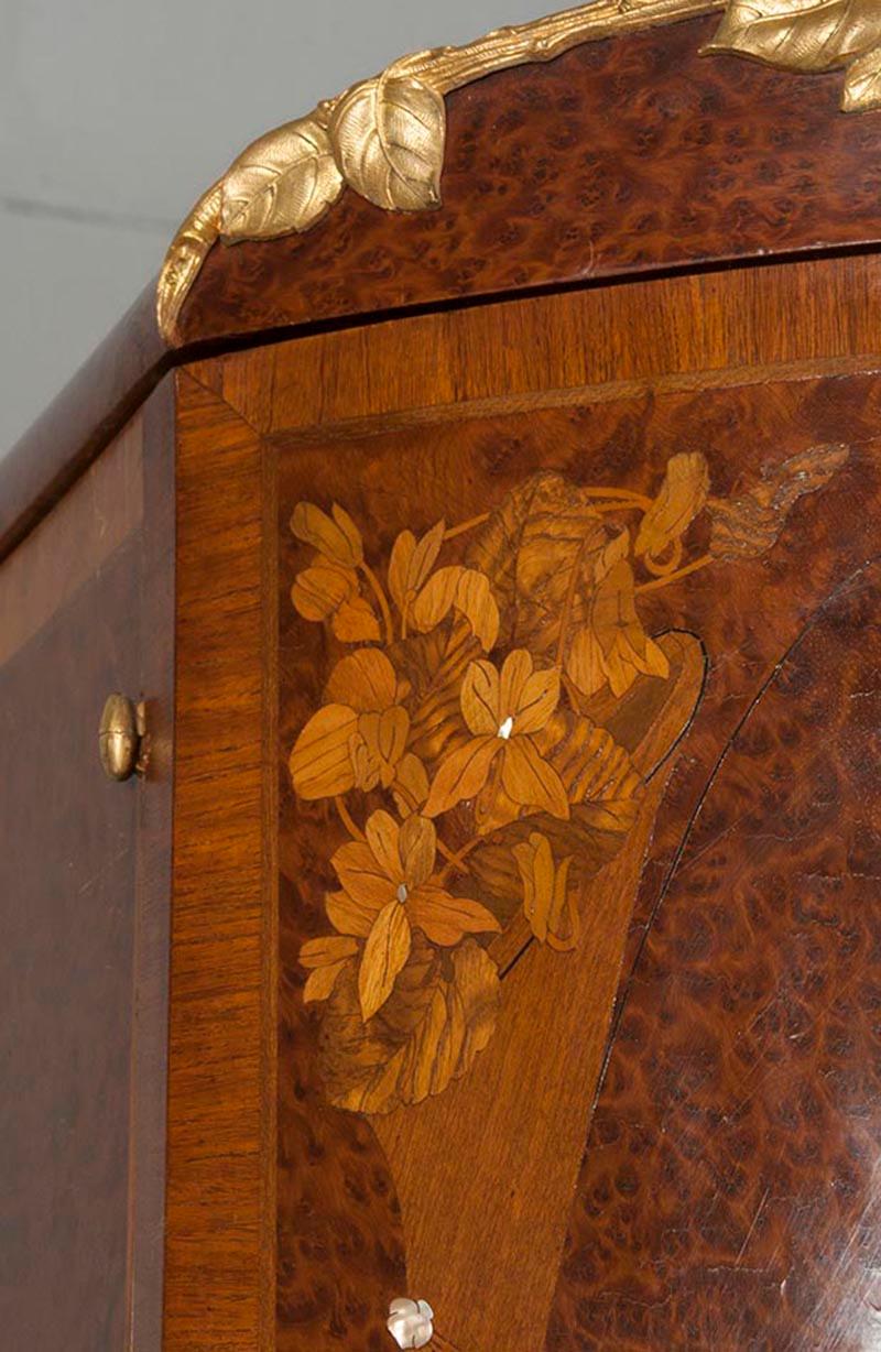 French Art Nouveau Wardrobe Cabinet Marquetry Vereerd Burl Walnut 12