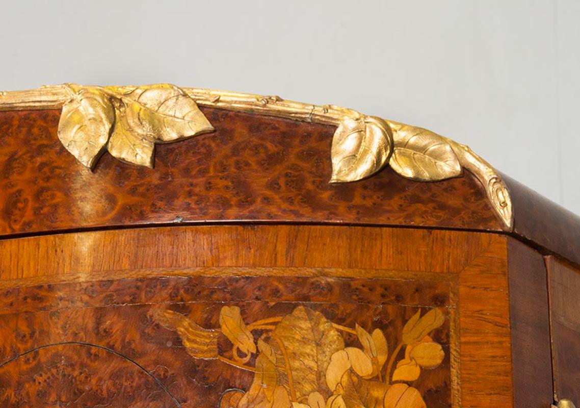 French Art Nouveau Wardrobe Cabinet Marquetry Vereerd Burl Walnut 3