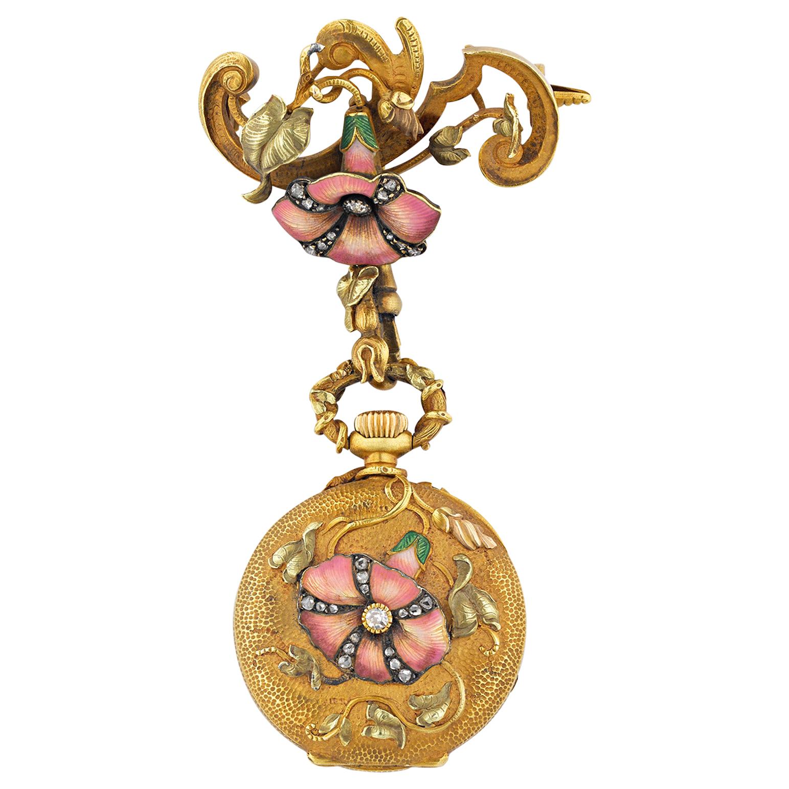 French Art Nouveau Watch Pendant For Sale