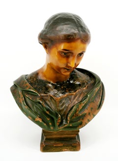 Buste en cire d'une jeune fille par Mme Arondelle 1900