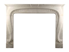 French Art Nouveau White Carrara Marble Mantelpiece