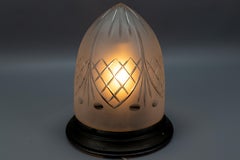 Lampada da incasso francese Art Nouveau in vetro smerigliato bianco e metallo, 1920