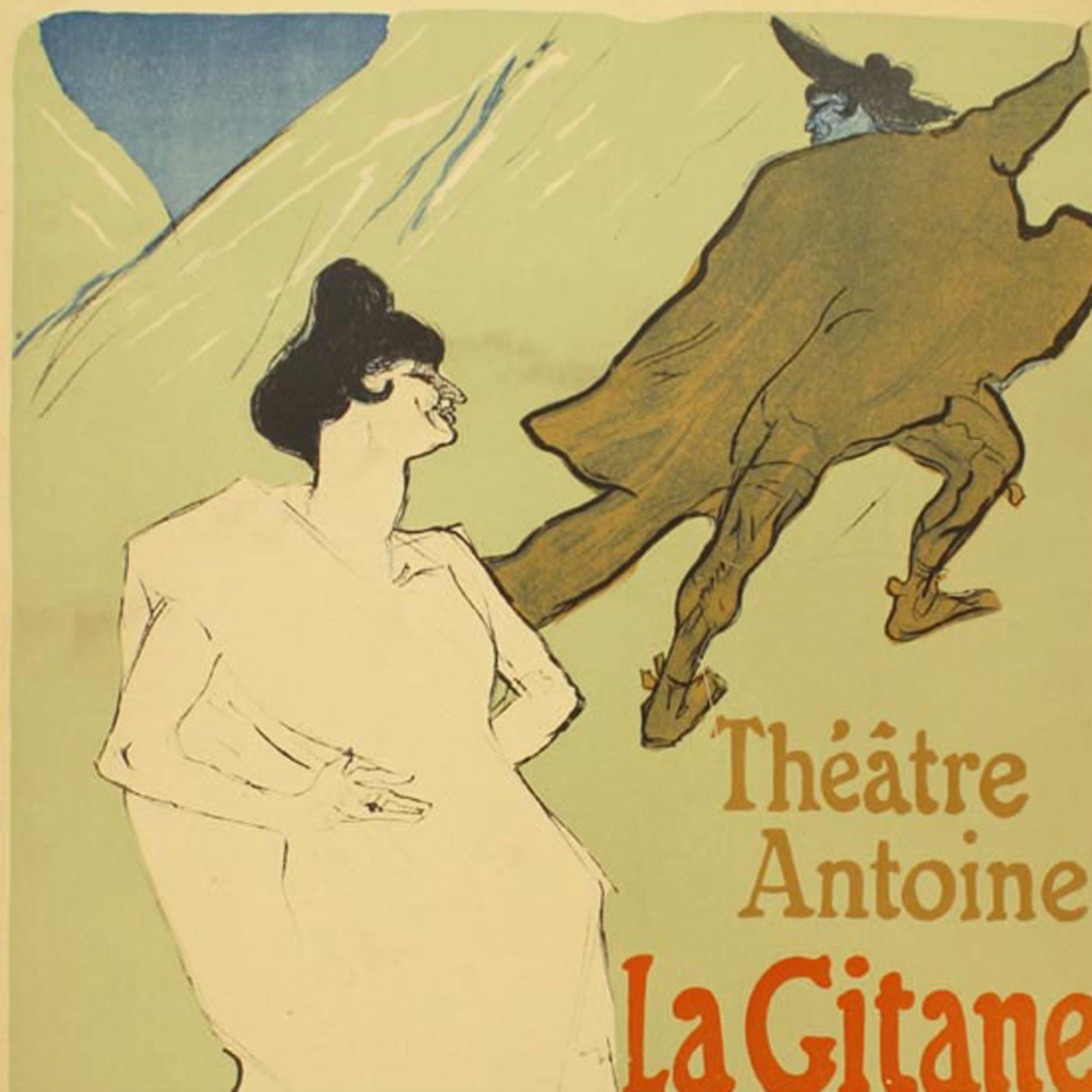 Ebonized French Art Nouveau Women Portrait Poster For Sale