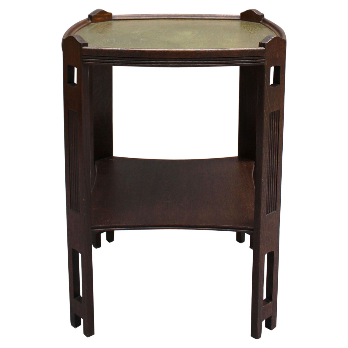 Gueridon francese Art Nouveau in legno e ottone