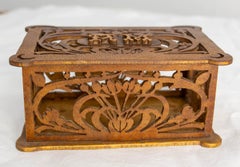 French Art Nouveau Wood Box Openwork Panels, circa 1900