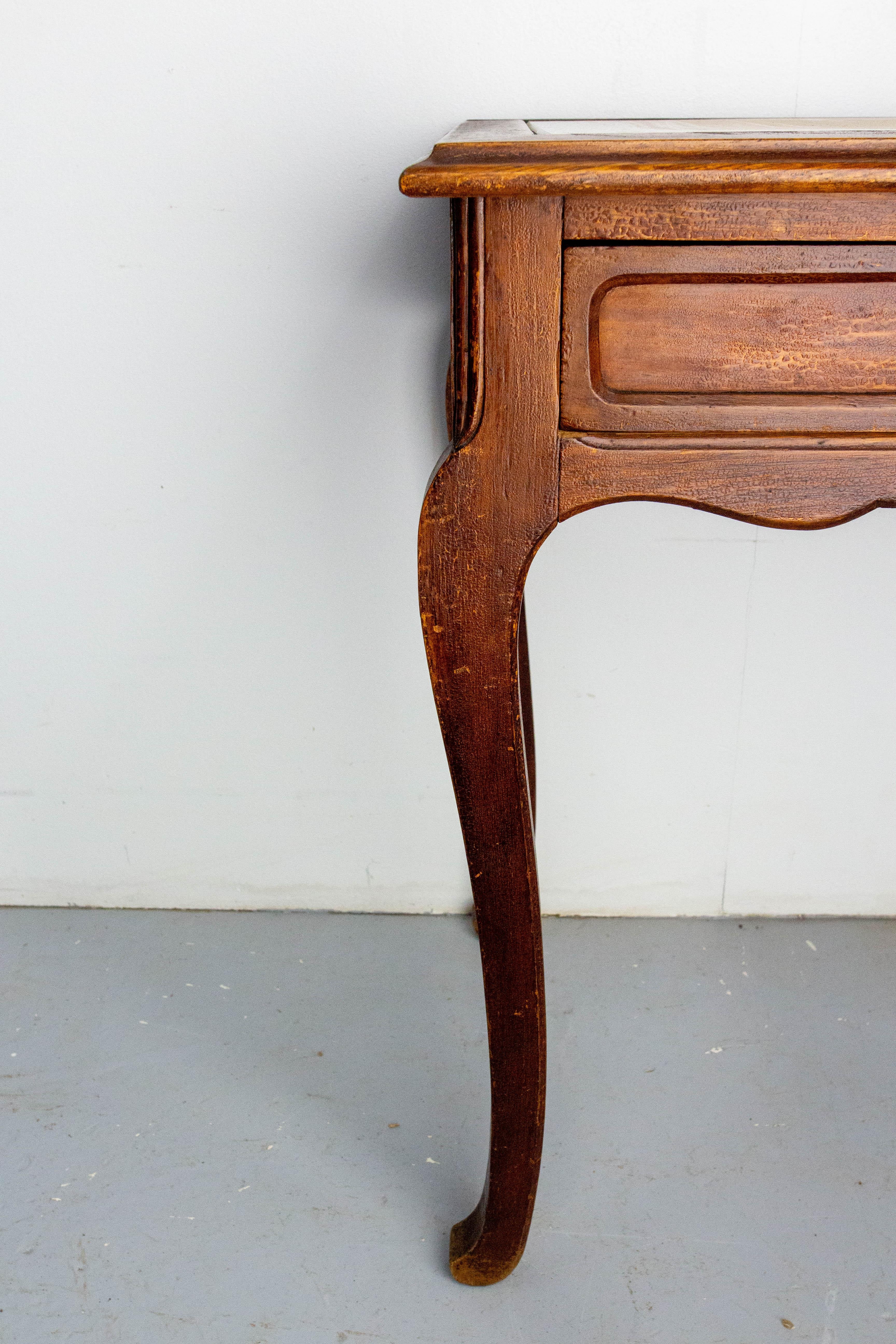 Französischer Jugendstil-Schreibtisch aus Holz mit Glasplatte und einer Schublade, um 1920 im Angebot 7