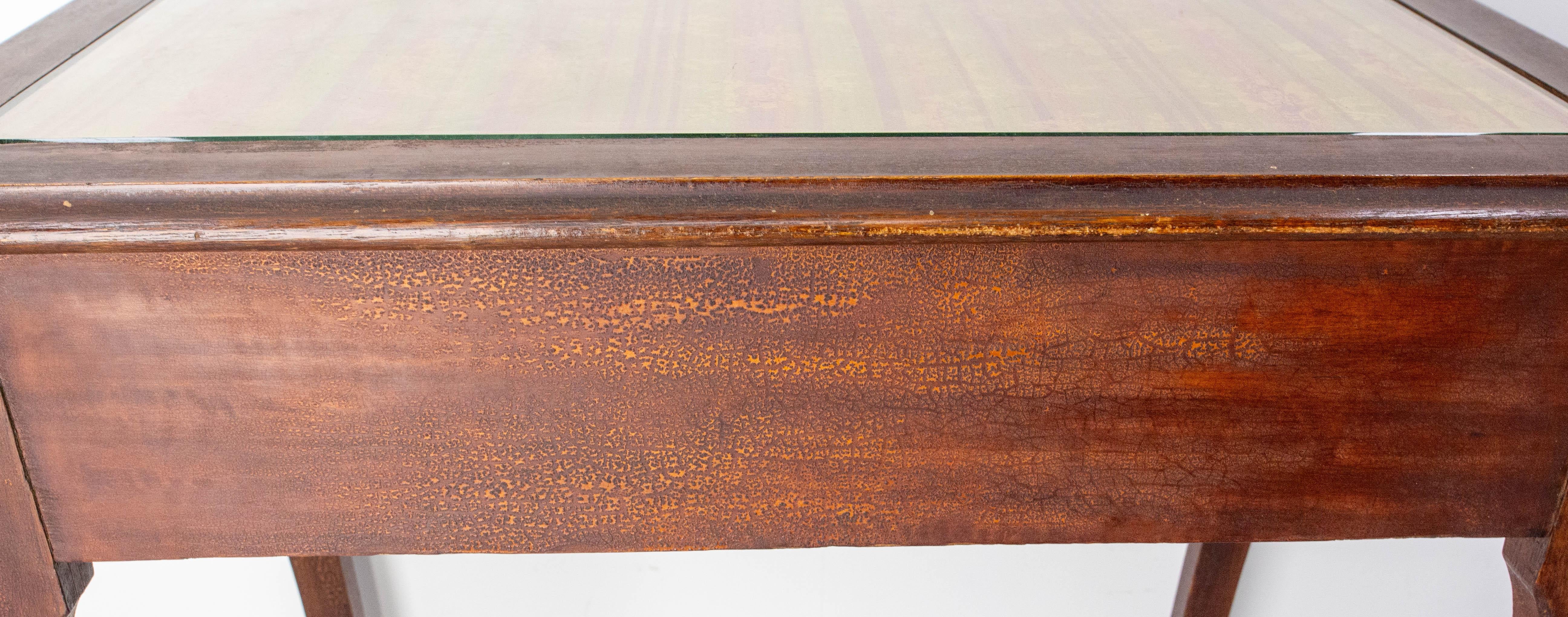 Französischer Jugendstil-Schreibtisch aus Holz mit Glasplatte und einer Schublade, um 1920 im Angebot 9