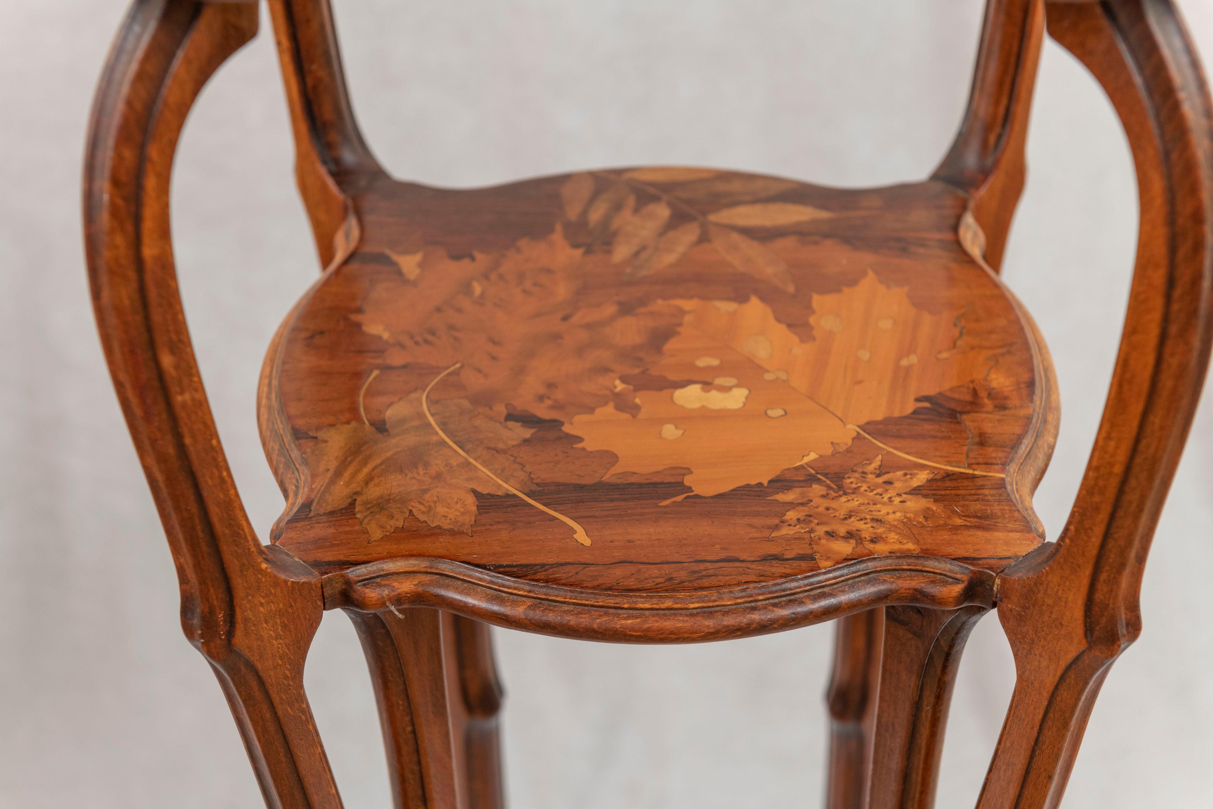 French Art Nouveau Wooden Pedestal by Emile Gallé, ca. 1900 In Excellent Condition In Petaluma, CA