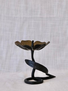 French Art Nouveau Wrought Iron and Hammered Brass Jewelry Holder, c. 1900