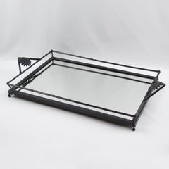 French Art Nouveau Wrought Iron Butler Barware Serving Tray