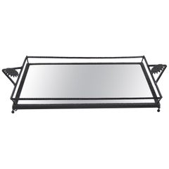 Antique French Art Nouveau Wrought Iron Butler Barware Serving Tray