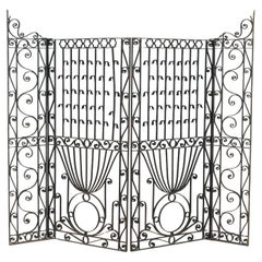Antique French Art Nouveau Wrought Iron Gate
