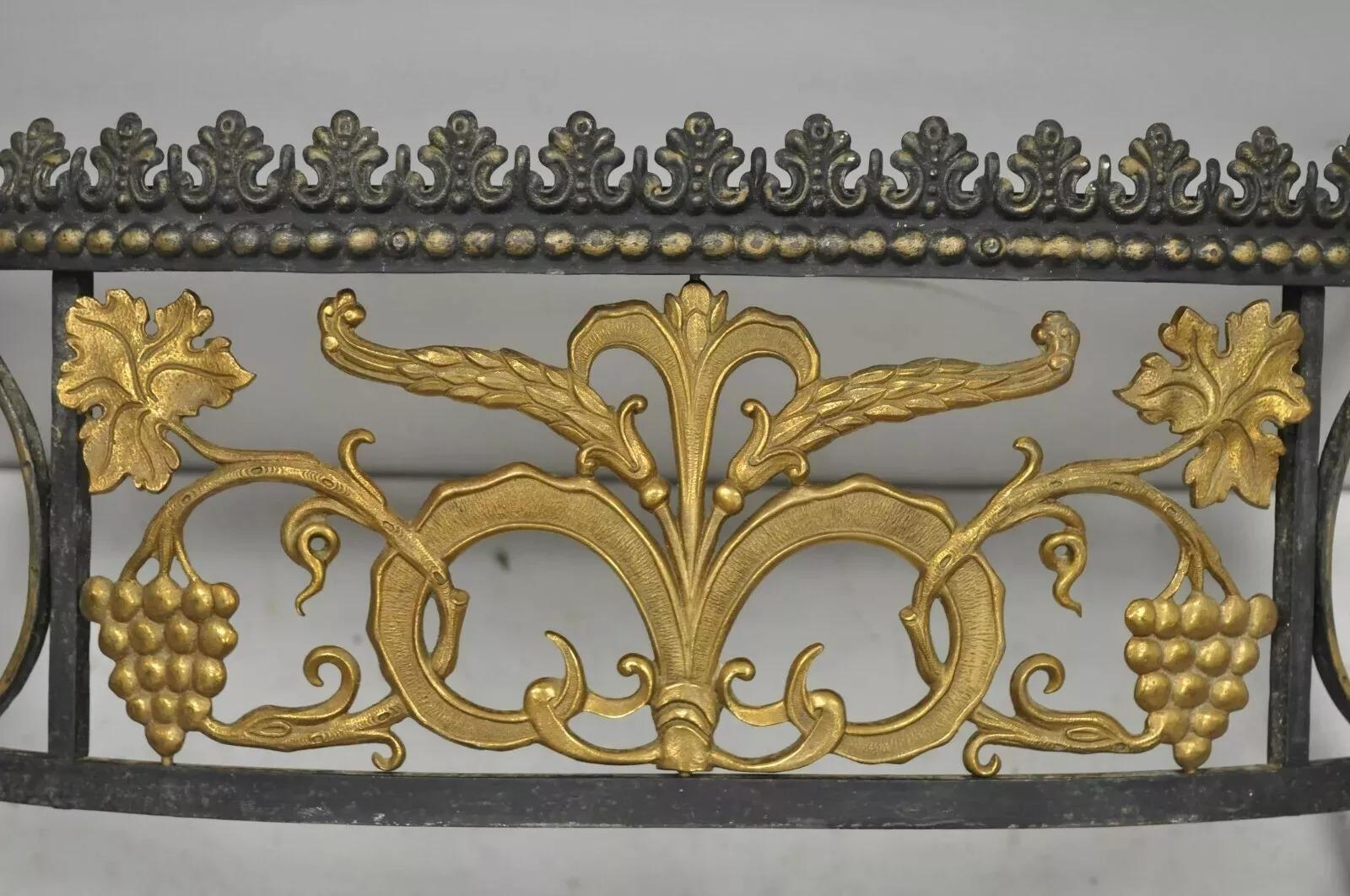 Unknown French Art Nouveau Wrought Iron Grapevine Maple Leaf Wall Mounted Console Table For Sale