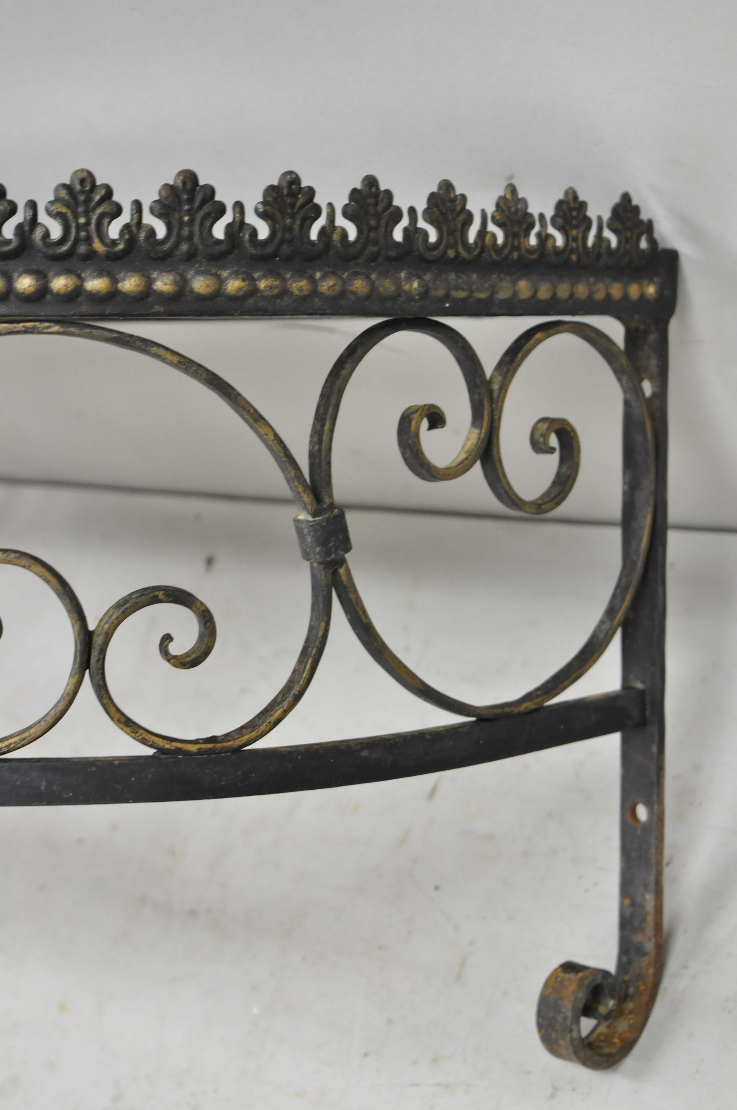 Glass French Art Nouveau Wrought Iron Grapevine Maple Leaf Wall Mounted Console Table For Sale