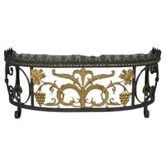 Antique French Art Nouveau Wrought Iron Grapevine Maple Leaf Wall Mounted Console Table