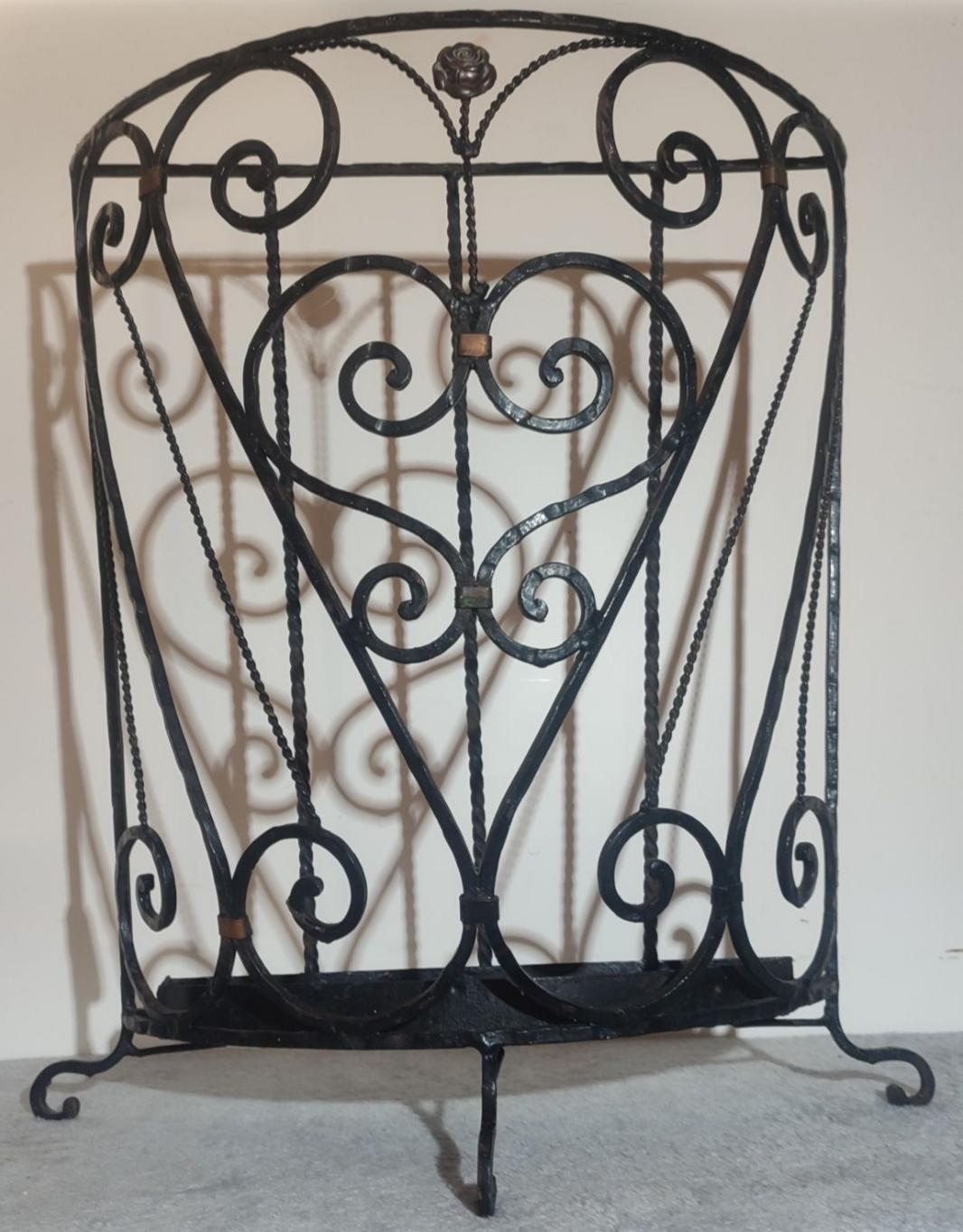 20th Century French Art Nouveau Wrought Iron Umbrella Stand For Sale