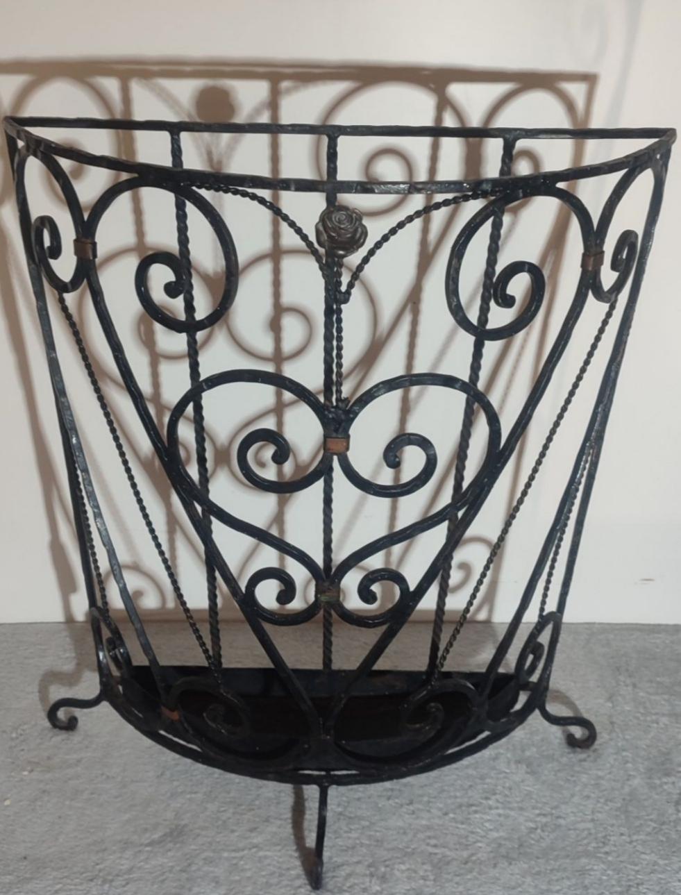 French Art Nouveau Wrought Iron Umbrella Stand For Sale 1