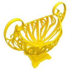 French Art Nouveau Yellow Jardiniere Centerpiece, Newly Powder-Coated
