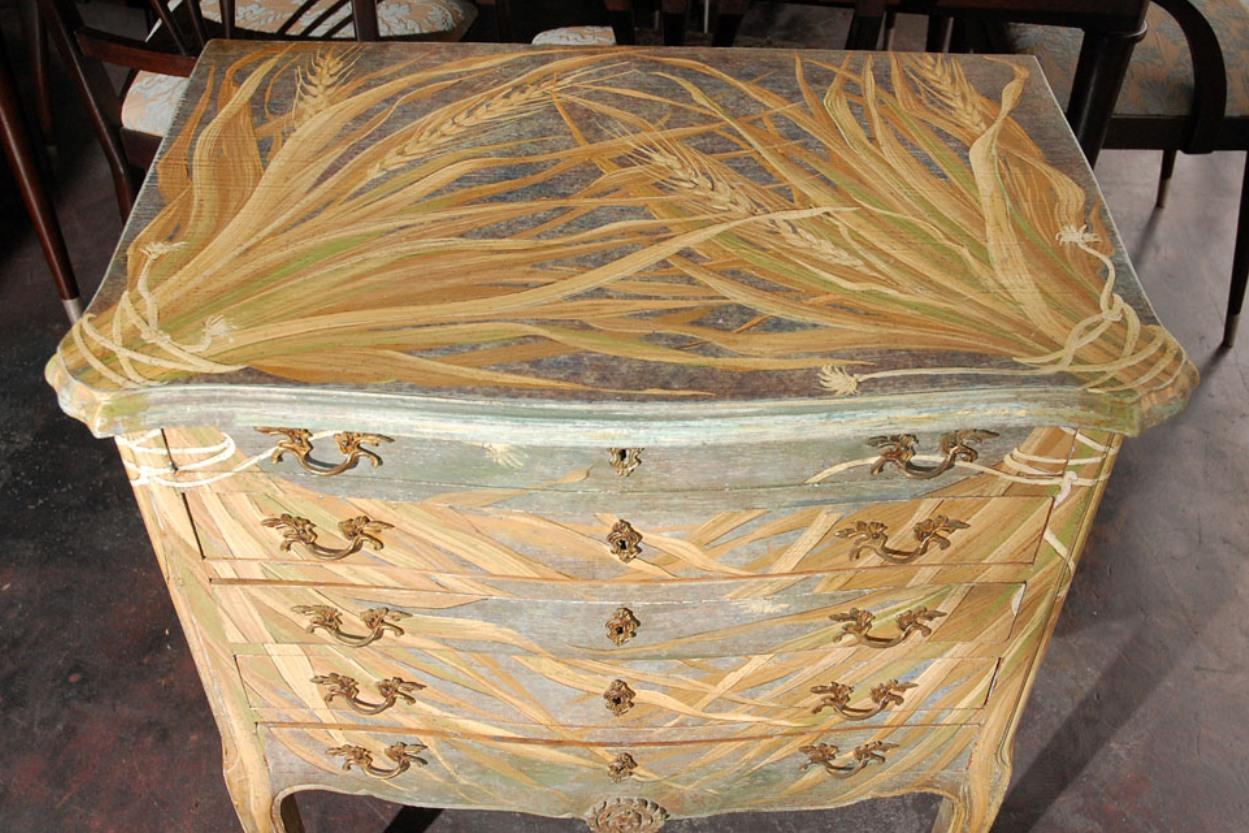 20th Century French Art Noveau Style Trompe l'oeil Painted Commode