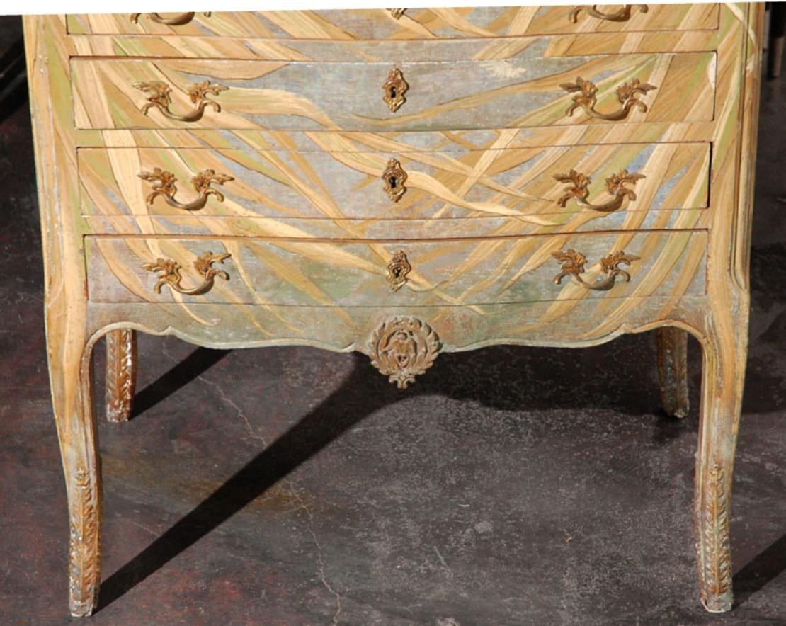 French Art Noveau Style Trompe l'oeil Painted Commode 1